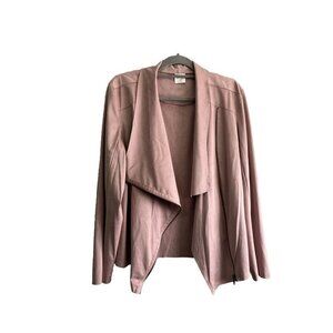 Mote Faux Suede Drape Zipped Jacket Dusty Pink Women XXL